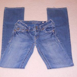 Miss Me 26 Boot Cut Jeans Low Rise Distressed